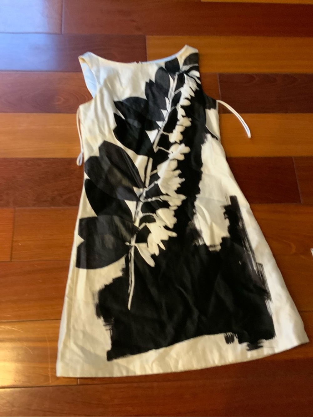 Theia Black and White Floral Mini Dress